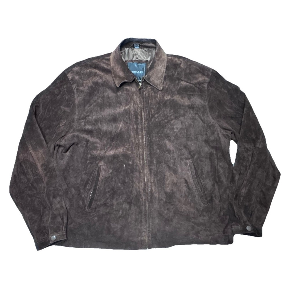 Excelled Brown Suede Leather Jacket Insulated Zip Front Casual Men's‎ 2XL
